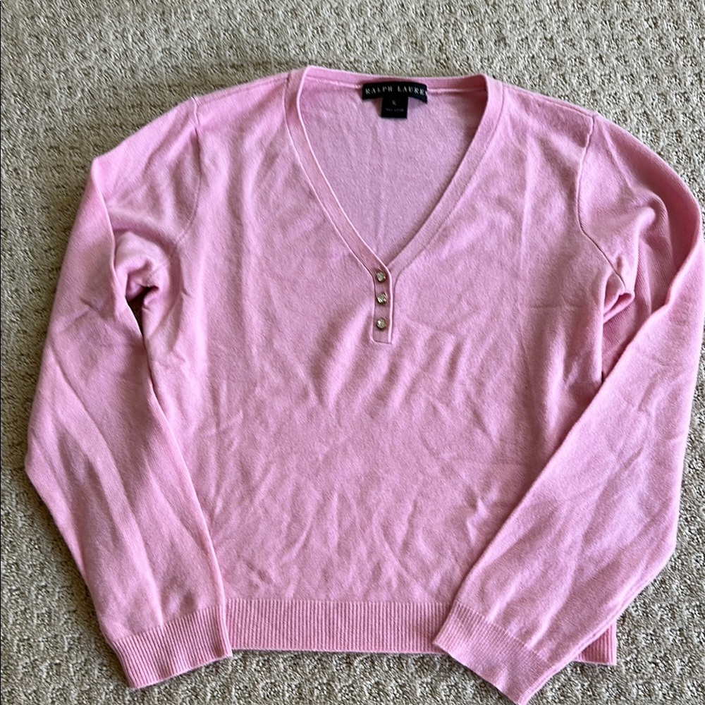 Ralph Lauren Pink V-Neck Women's cashmere sweater
